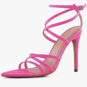 NIB mysoft Women's Peep Toe Strappy Stilettos in Hot Pink,  Size 9